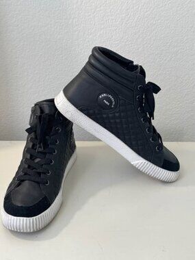Karl Lagerfeld Black Leather Quilted High Top Sneakers size 10